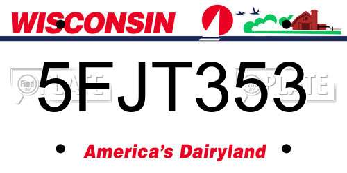 5FJT353 Wisconsin License Plate