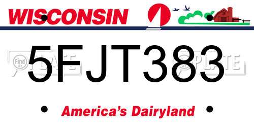 5FJT383 Wisconsin License Plate