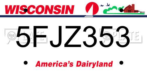 5FJZ353 Wisconsin License Plate
