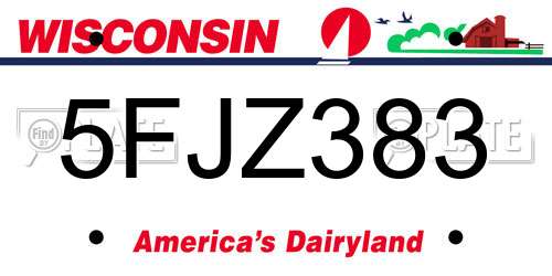 5FJZ383 Wisconsin License Plate