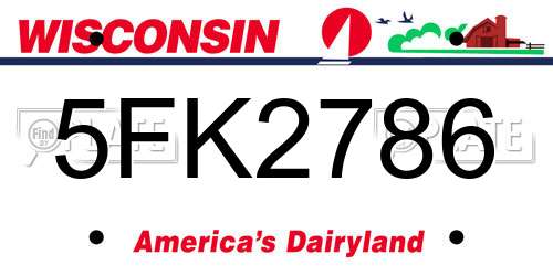 5FK2786 Wisconsin License Plate