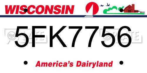 5FK7756 Wisconsin License Plate