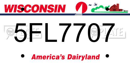5FL7707 Wisconsin License Plate