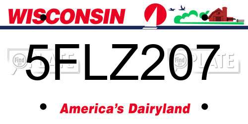 5FLZ207 Wisconsin License Plate