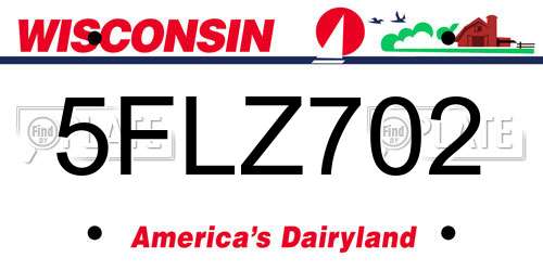 5FLZ702 Wisconsin License Plate