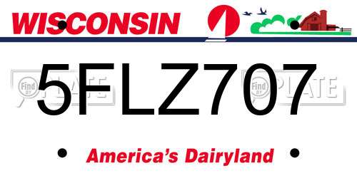5FLZ707 Wisconsin License Plate