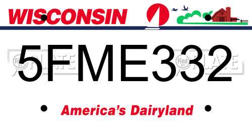 5FME332 Wisconsin License Plate
