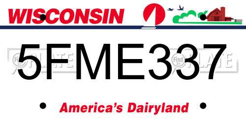 5FME337 Wisconsin License Plate