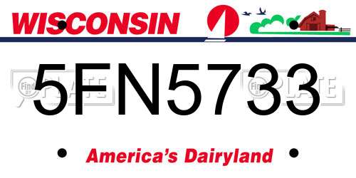 5FN5733 Wisconsin License Plate