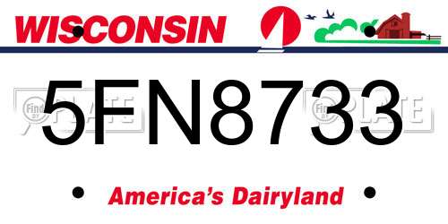 5FN8733 Wisconsin License Plate