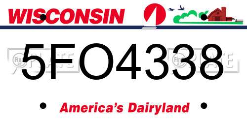 5FO4338 Wisconsin License Plate