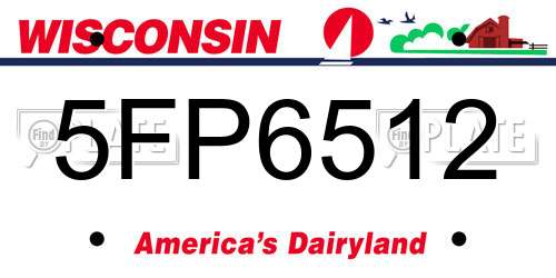 5FP6512 Wisconsin License Plate