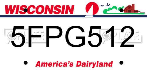 5FPG512 Wisconsin License Plate