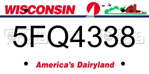 5FQ4338 Wisconsin License Plate