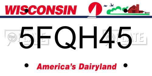 5FQH45 Wisconsin License Plate
