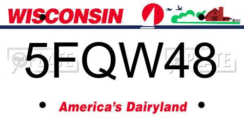 5FQW48 Wisconsin License Plate