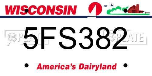 5FS382 Wisconsin License Plate