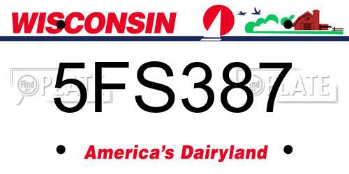 5FS387 Wisconsin License Plate