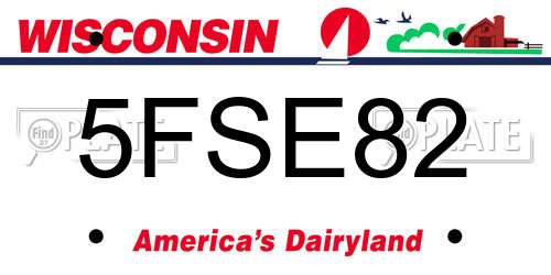 5FSE82 Wisconsin License Plate