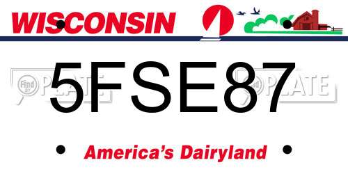 5FSE87 Wisconsin License Plate