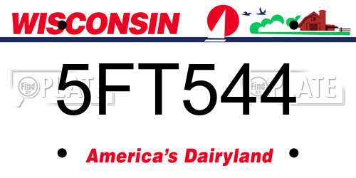 5FT544 Wisconsin License Plate