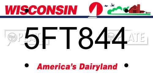 5FT844 Wisconsin License Plate
