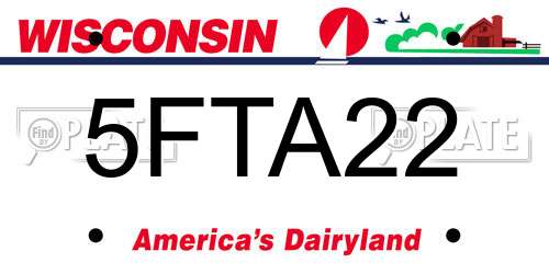 5FTA22 Wisconsin License Plate