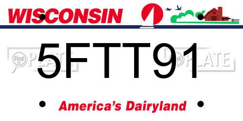 5FTT91 Wisconsin License Plate