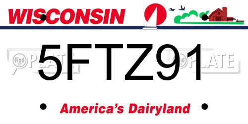 5FTZ91 Wisconsin License Plate