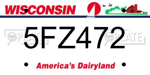 5FZ472 Wisconsin License Plate
