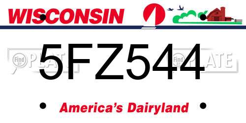5FZ544 Wisconsin License Plate