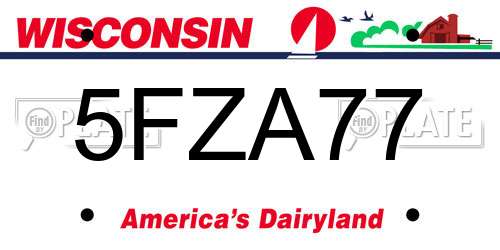 5FZA77 Wisconsin License Plate