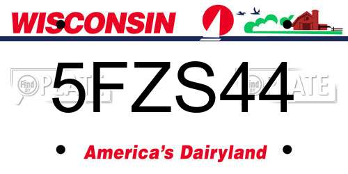 5FZS44 Wisconsin License Plate