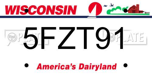 5FZT91 Wisconsin License Plate
