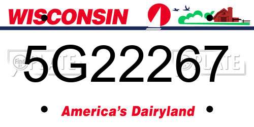 5G22267 Wisconsin License Plate