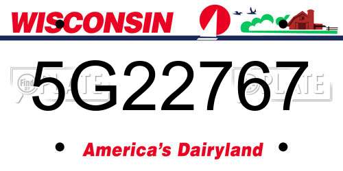 5G22767 Wisconsin License Plate