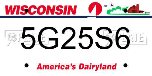 5G25S6 Wisconsin License Plate