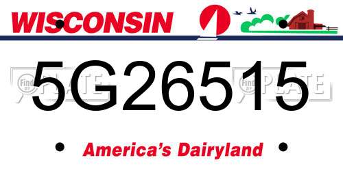5G26515 Wisconsin License Plate