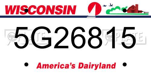 5G26815 Wisconsin License Plate