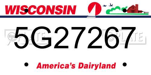 5G27267 Wisconsin License Plate