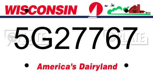 5G27767 Wisconsin License Plate