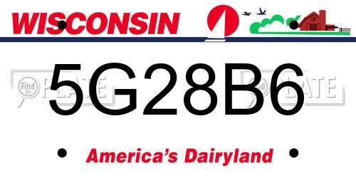 5G28B6 Wisconsin License Plate