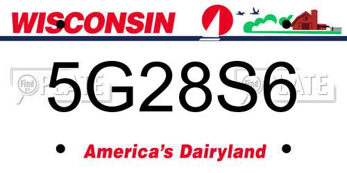 5G28S6 Wisconsin License Plate