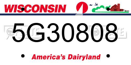 5G30808 Wisconsin License Plate
