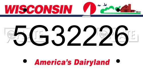 5G32226 Wisconsin License Plate