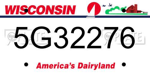 5G32276 Wisconsin License Plate