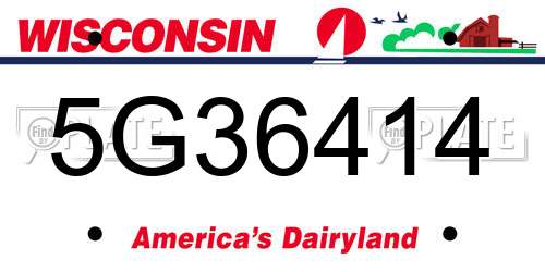 5G36414 Wisconsin License Plate