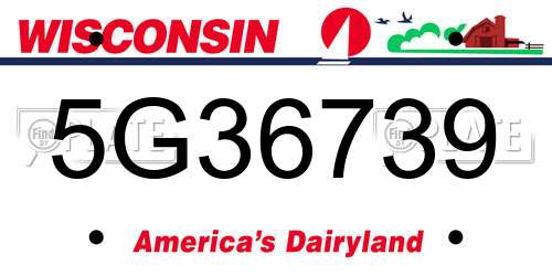 5G36739 Wisconsin License Plate