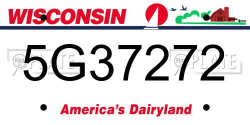 5G37272 Wisconsin License Plate