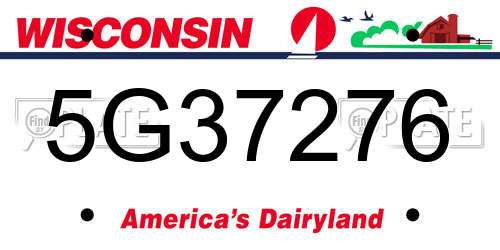 5G37276 Wisconsin License Plate